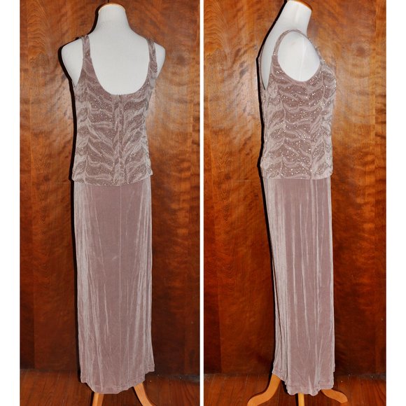 Vintage Jessica Howard Fawn Beaded Mother of the Bride Gown & Jacket Size 6 - Picture 4 of 9